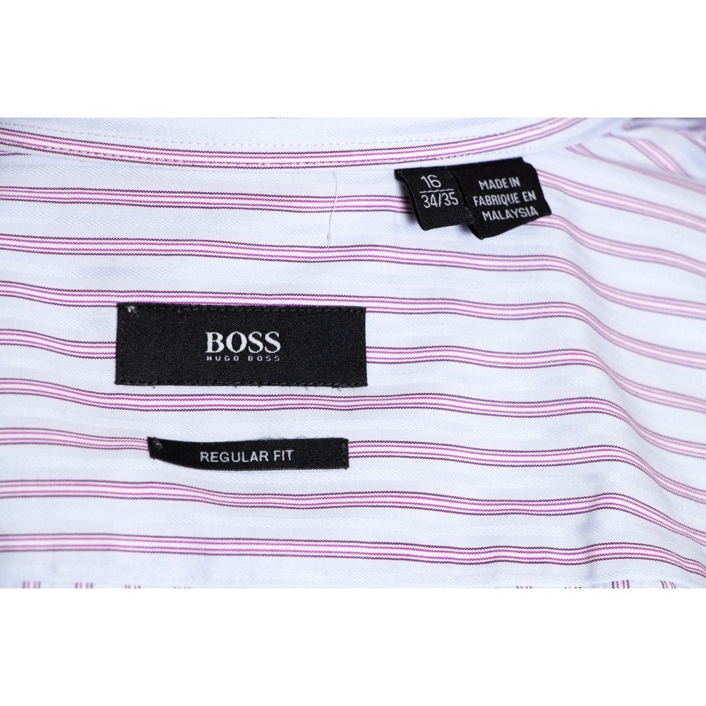 Hugo Boss Mens 16" x 34-35" Light Blue Striped LS‎ Button Front Shirt - Picture 8 of 8